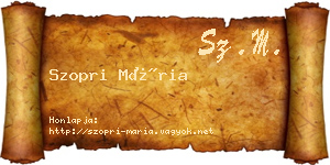 Szopri Mária névjegykártya